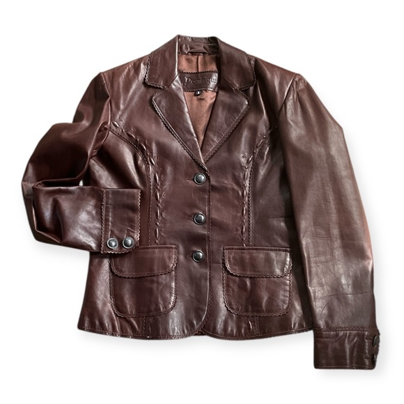 Vintage Dominique Rich Brown Leather Jacket - Picture 15 of 16